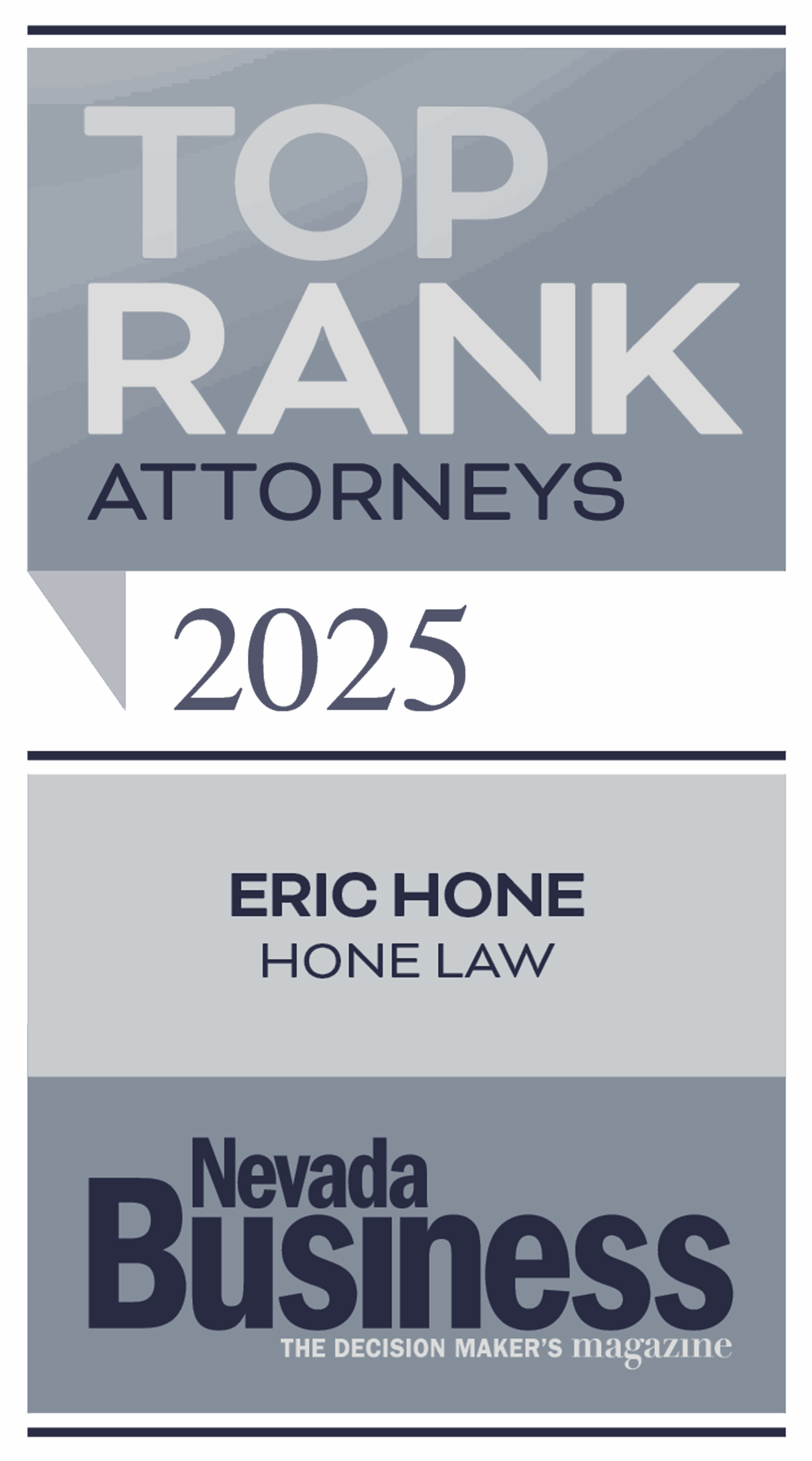   Top Rank Attorneys 2025, Eric Hone, Hone Law, Nevada Business badge